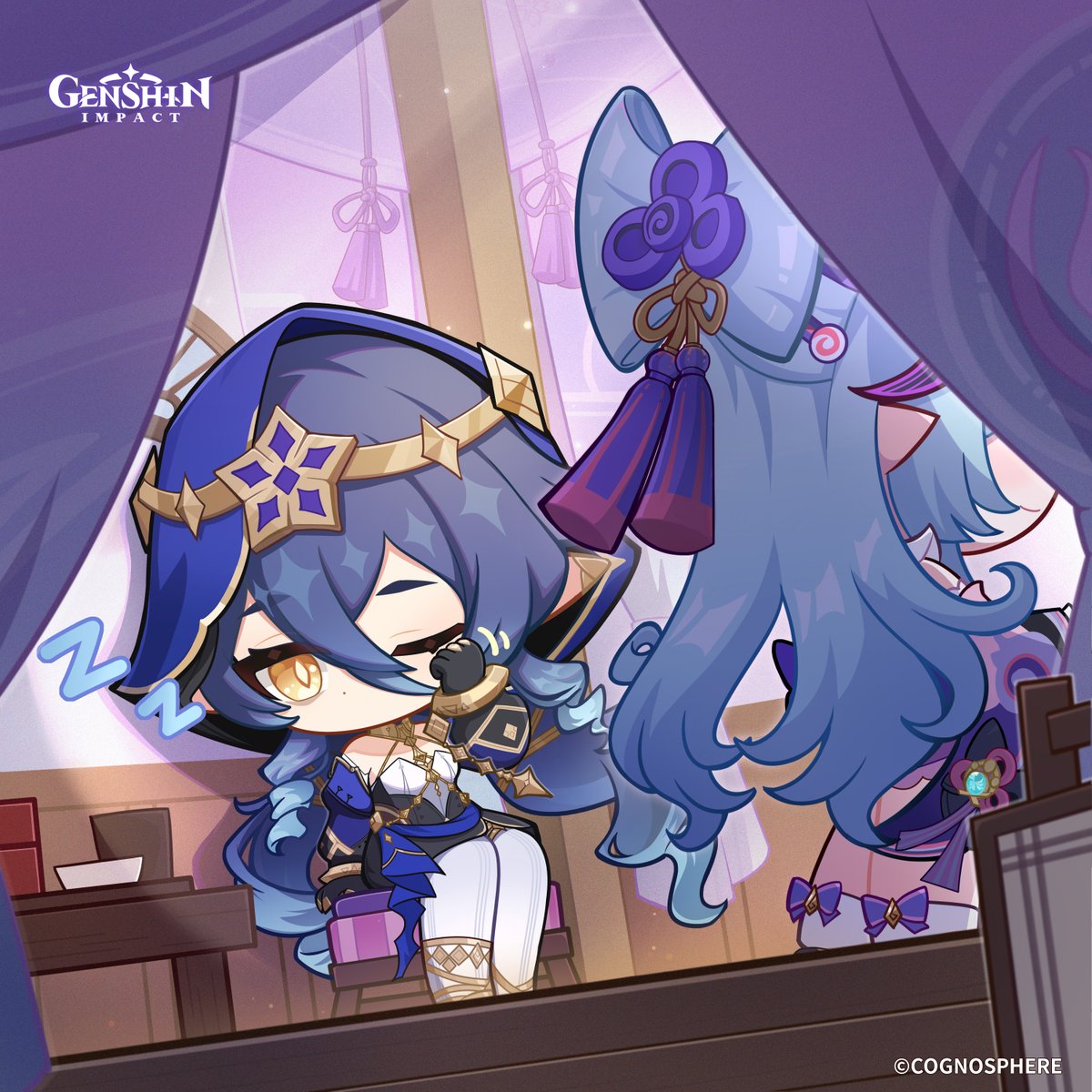 Happy Birthday, Layla!
#GenshinImpact #Layla 

"Ugh, my paper... research..."
"It's all right — all of this will be taken care of. There's no need to worry. Miss Layla, close your eyes... let your body settle, and soften your face... relax your brow and feel that gentle warmth at