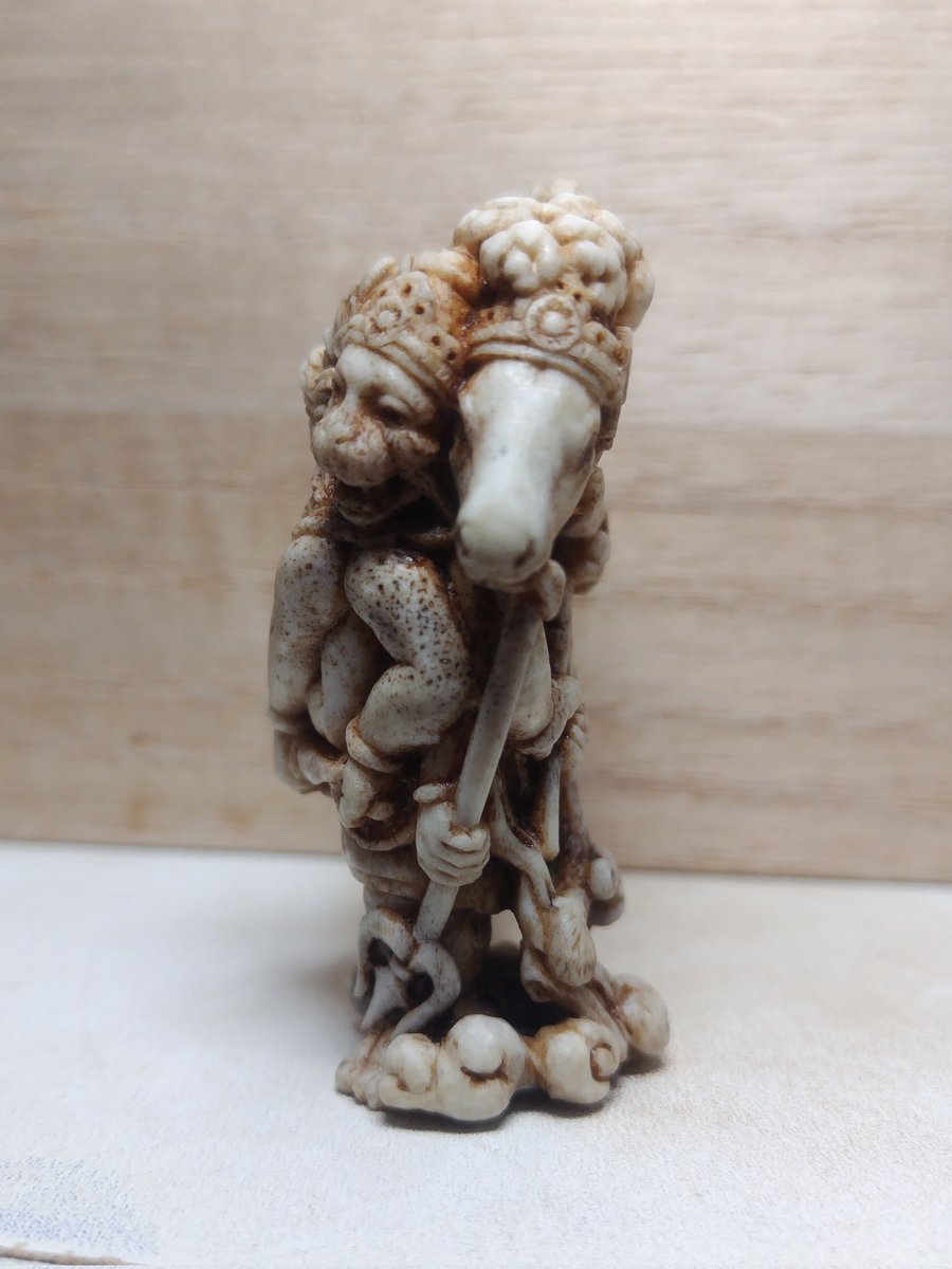 根付 #netsuke #彫刻 #sculpture #ハヌマーン #hanuman #鹿角