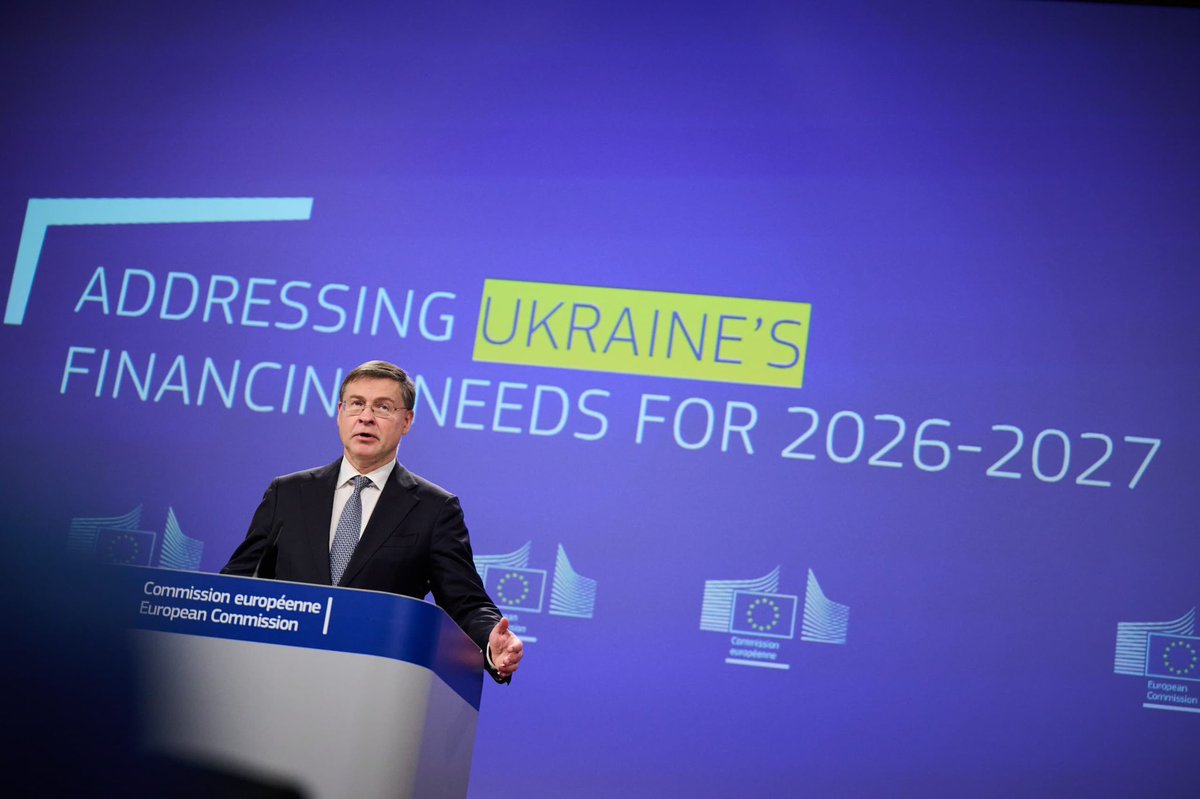 VDombrovskis's tweet photo. ✅️ The 🇪🇺 EU has secured further financial support of €90 bn for 🇺🇦 Ukraine.

Today’s decision at #EUCO is a testament to the EU’s unwavering commitment to stand by Ukraine until just &amp; lasting peace is secured.

It’s also critical for the EU’s own security.

#StandWithUkraine https://t.co/IeRThoZdjY