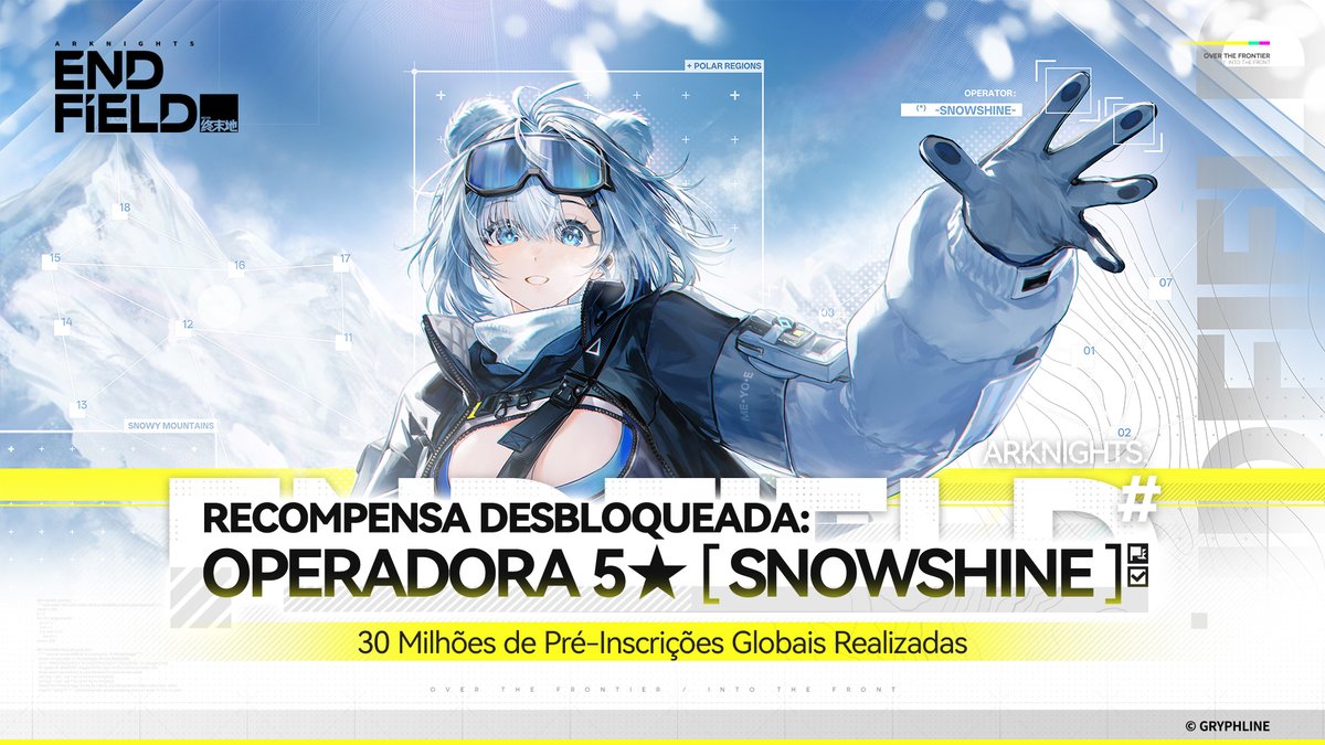 Arknights: Endfield alcançou 30 milhões de pré-inscrições globais! Muito obrigado por todo o interesse e apoio, Endministrators!

▼//Faça a pré-inscrição em nosso site oficial: endfield.gryphline.com/pt-br

Quando os marcos globais de pré-inscrição e o número necessário de seguidores