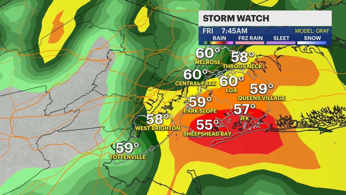 SkylerDayWX's tweet image. NASTY Friday ahead. 

Overnight rain and wind amp up for the am commute. Gusts 40-50 mph, heavy rain, and street/coastal flooding are all things to watch. 

Anticipate a very chaotic and hazardous commute, delays at airports if traveling, and a MAJOR drop in temp from am to pm.