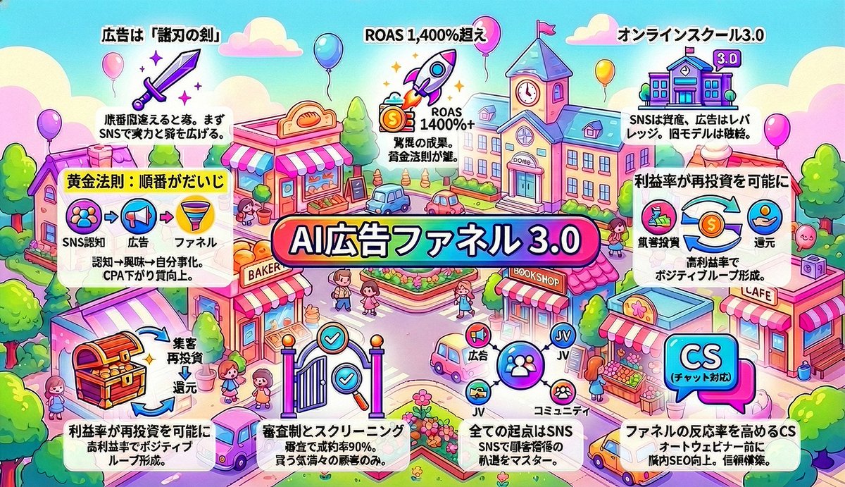 zan_design's tweet photo. 【Day4まとめ】広告って、100円使って1400円返ってくるような魔法みたいなこともおこせるんや🪄でもな…最初から頼り��ぎると大ケガするで🙈まずはSNSでみんなと仲良くなって実力をつけるのが先☆

（内容濃すぎて一枚にまとまらんなってきた…💦） https://t.co/9LJgA6gdFW