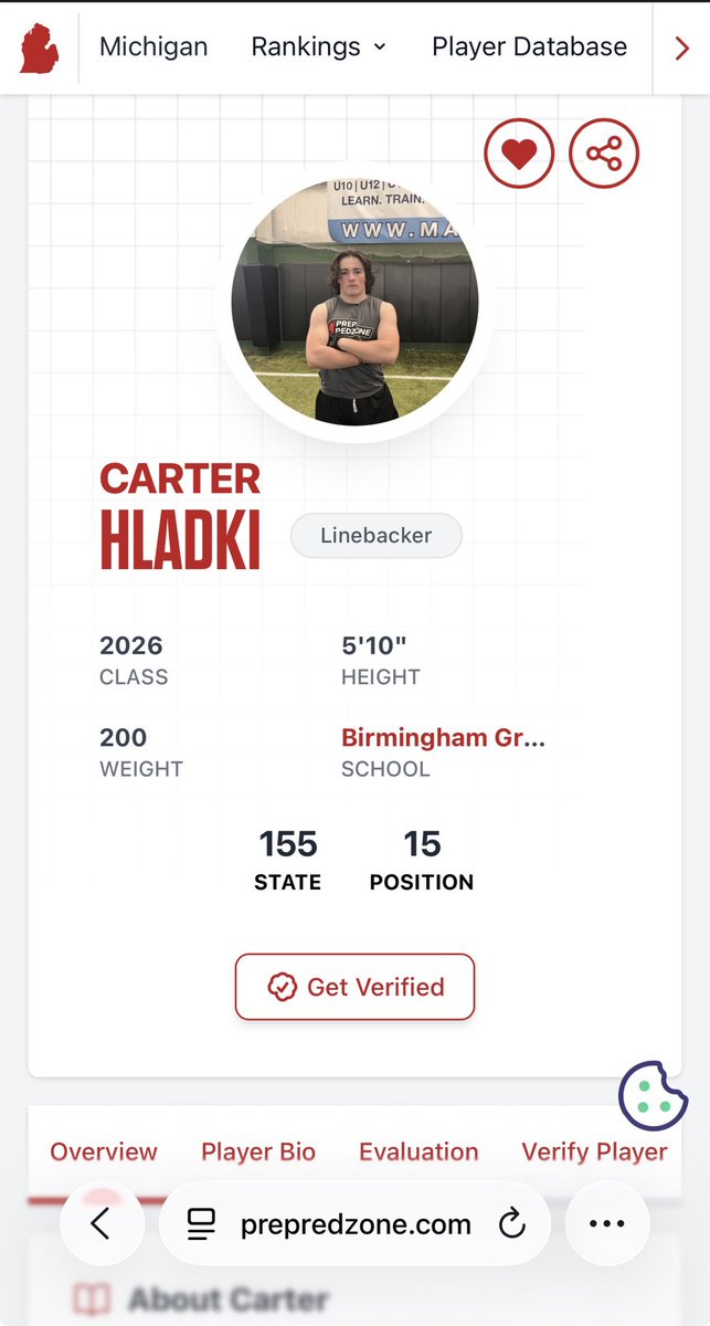 CarterHladki's tweet photo. Thank you @PrepRedzone for the mention as a riser in the 2026 rankings! Blessed to end as the 15th ranked linebacker in the state of Michigan! https://t.co/iBSWbOrQET