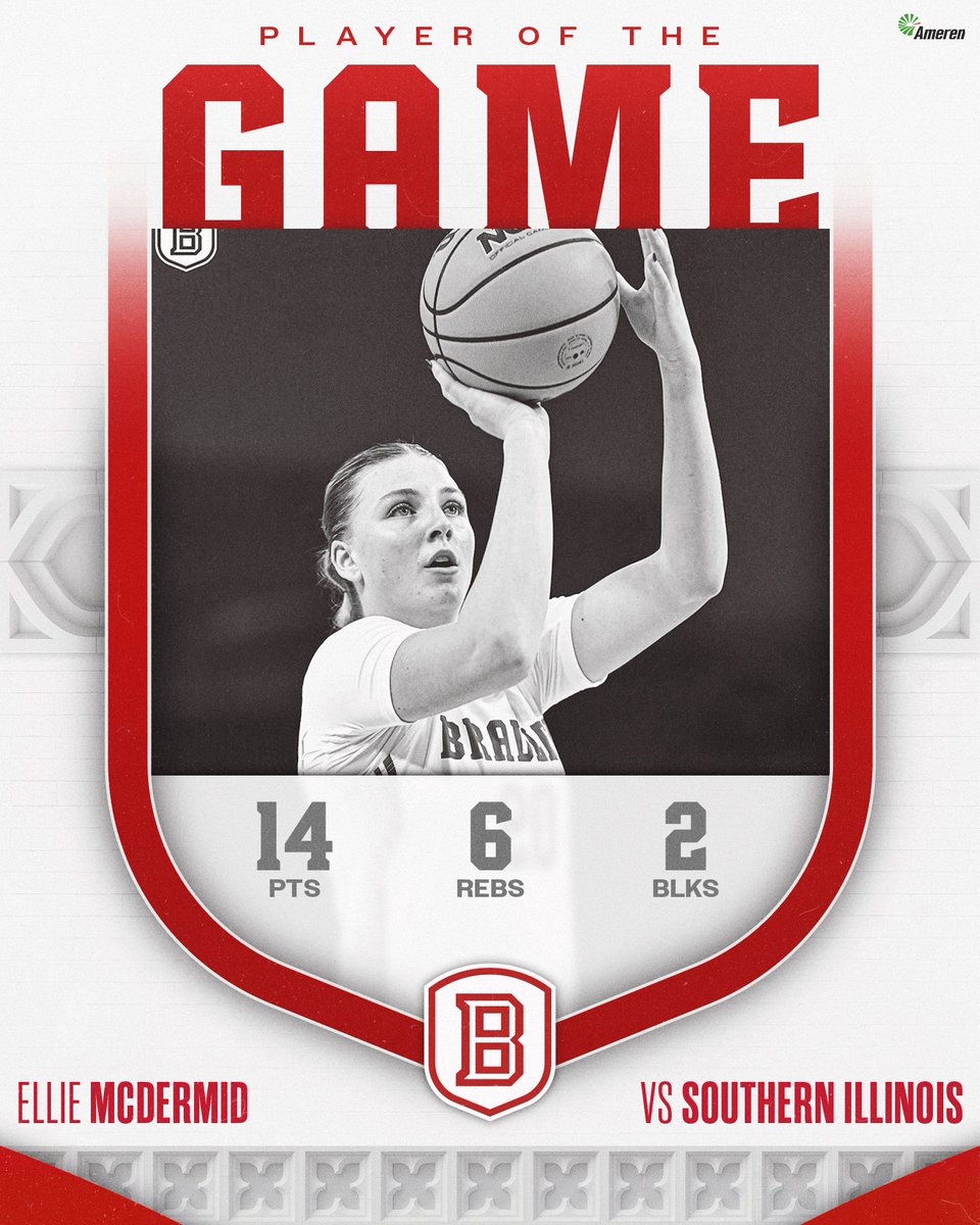 BradleyWBB's tweet photo. Ellie McDermid is the @AmerenIllinois Player of the Game! https://t.co/pIQSbPFy0N