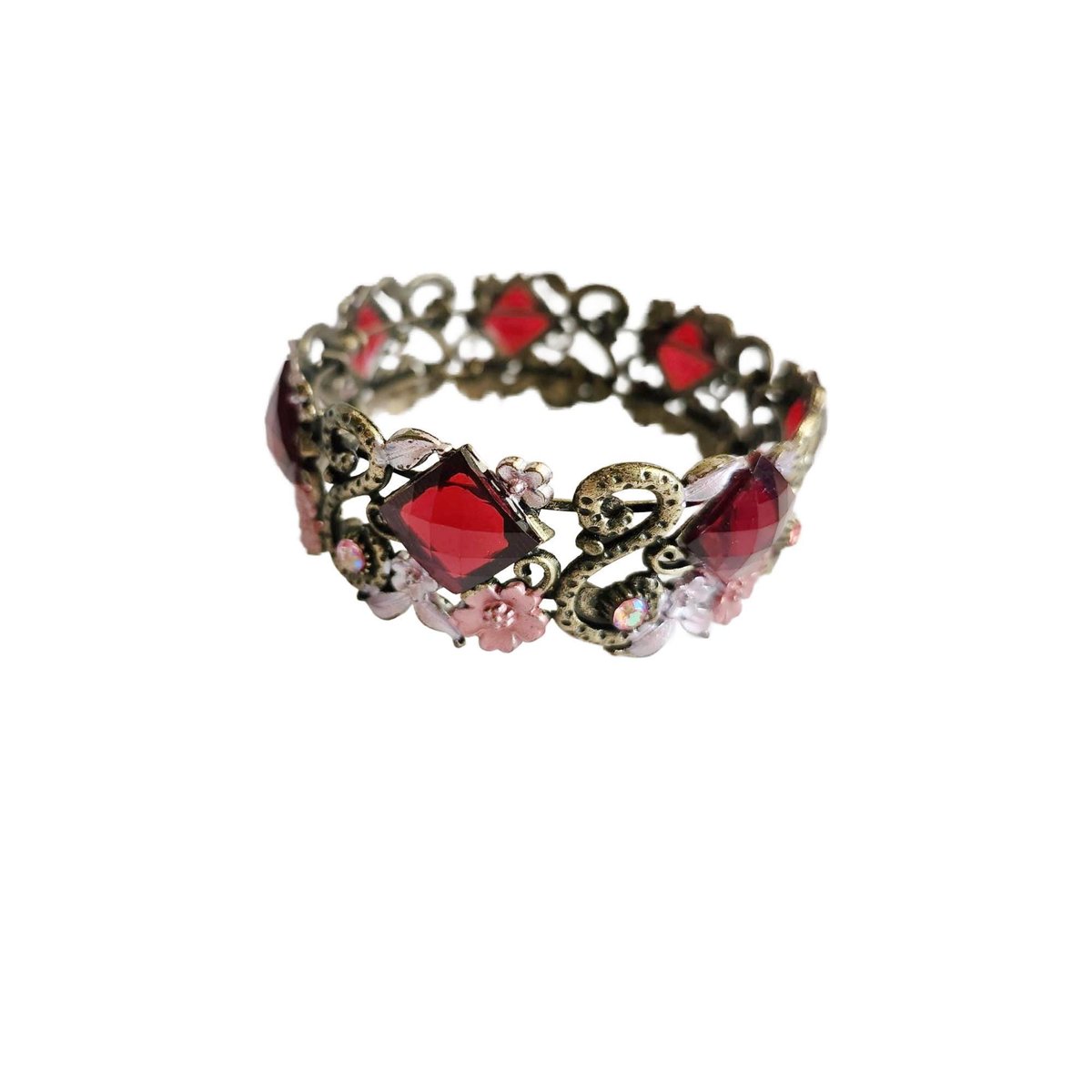 JunkYardBlonde's tweet photo. Vintage Red Floral Enamel & Glass Bracelet https://t.co/yZA0l7TDDY #JunkYardBlonde #Etsy #RhinestoneCuff https://t.co/JO7y44KVCA