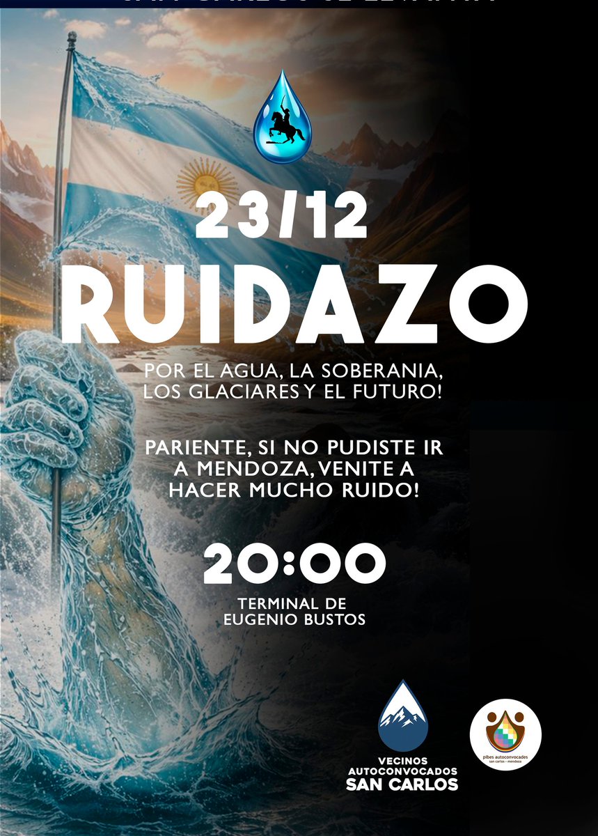 ecologicosmza's tweet photo. SE VIENE OTRO MENDOZAZO para el 23 de Diciembre 
TODO MENDOZA otra vez marcha por las calles hacia LA CASA DE GOBIERNO contra la megaminería contaminante 
Acá nadie se rinde , el pueblo más unido que siempre .- https://t.co/XJEh4QExjL
