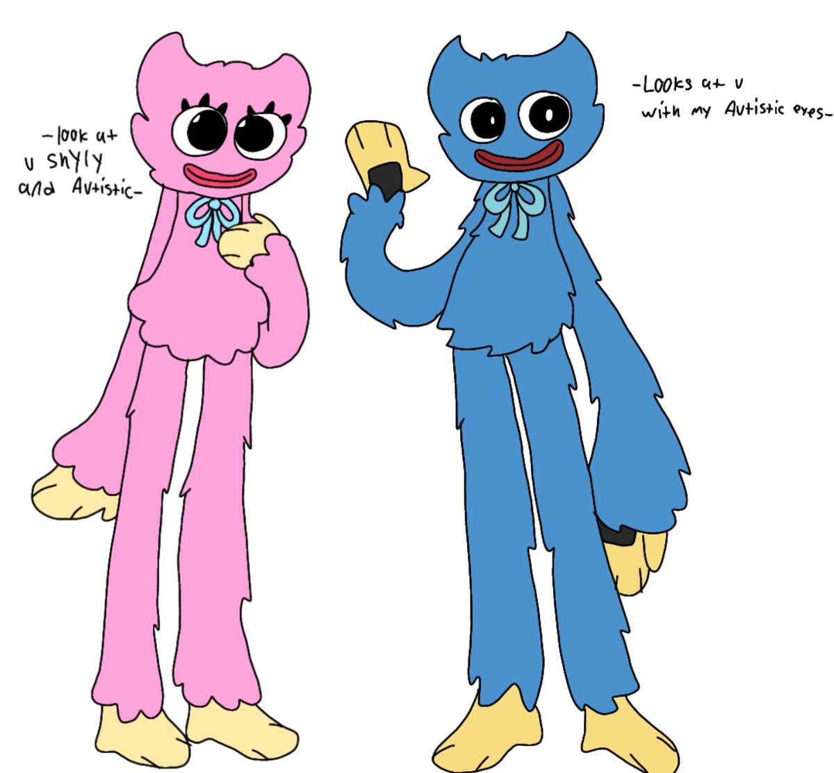 DrizzleLavender's tweet photo. Friend asked me to draw Huggy accurately and I think if I ever draw PPT stuff I'll know what to use #PoppyPlaytimefanart #PoppyPlaytime #HuggyWuggy #KissyMissy https://t.co/hPq3jcaHqQ