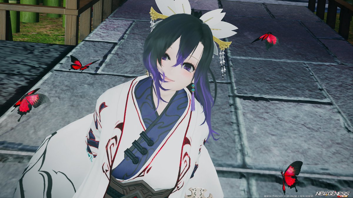 #PSO2NGS #PSO2NGS_SS #朝のSS
おはまる〜｡ÓωÒ)ﾉ
髪色を胡蝶さんに寄せて、瞳も変えてみた(*´ω｀*)

「義勇さ〜ん  またひとりぼっちですかぁ〜？」