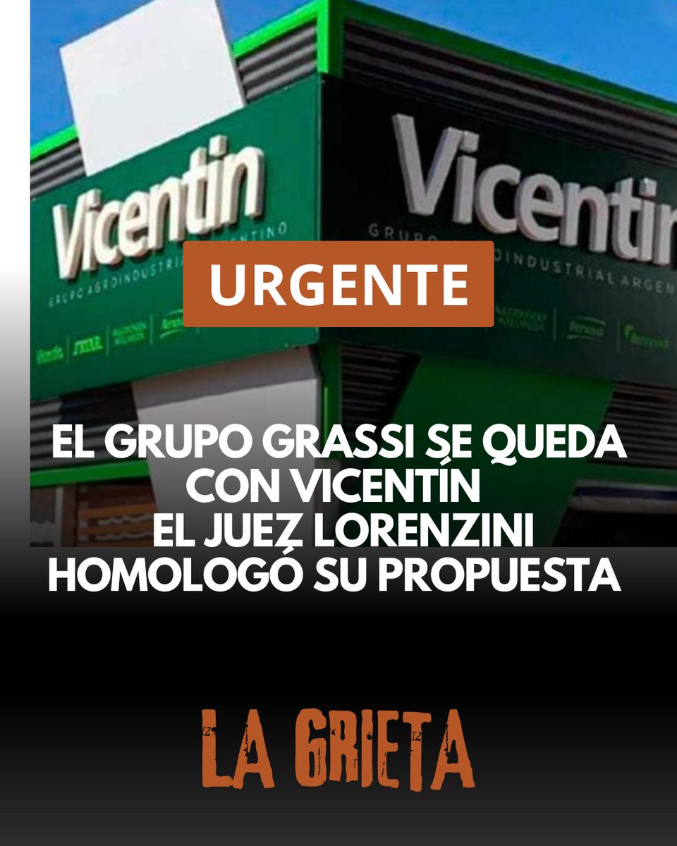 rodrigolcorti's tweet photo. #Vicentin #Salvataje #Ganador
El Juez Fabián Lorenzini acaba de homologar la propuesta del Grupo Grassi, disponiendo la transferencia total de las acciones de Vicentín a la oferta ganadora del cramdown. https://t.co/68lEp3h8Zw