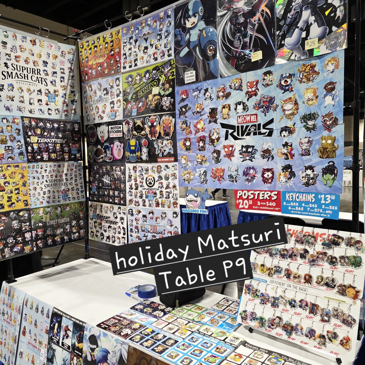 I haven't slept in 48 hrs so ill finish setting up tomorrow 🫡 im all the way in the back near the gaming hall exit!!