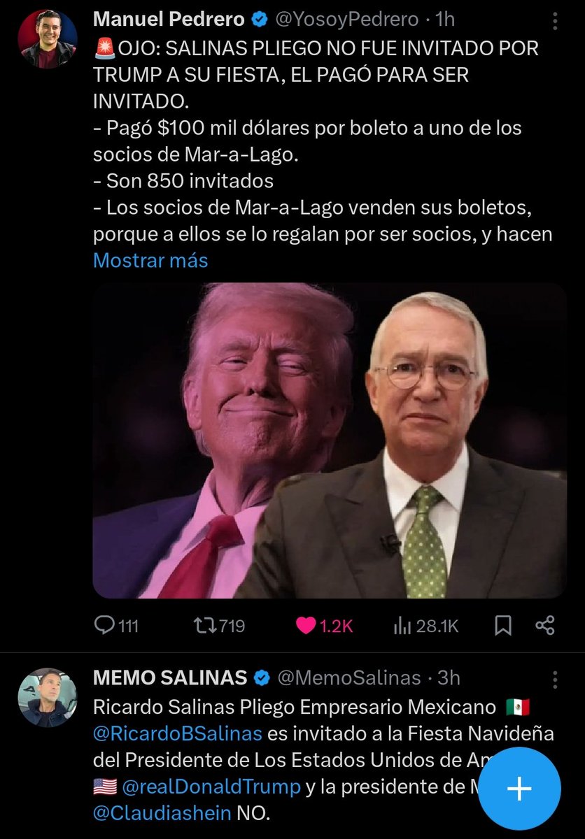 wezonice's tweet photo. @MemoSalinas @RicardoBSalinas @realDonaldTrump @Claudiashein Los tiempos de X son perfectos: https://t.co/6rqdqSl2Y9