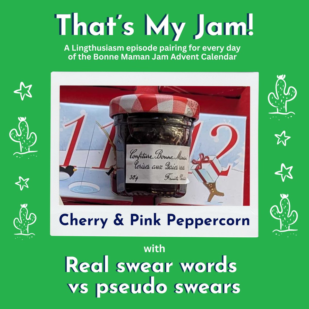 lingthusiasm's tweet photo. Day 18 of #ThatsMyJam!

Cherry &amp; Pink Peppercorn, with Real swear words vs pseudo swears

You can listen to our extra special bonus edition from the vault, where we get enthusiastic about our first sweary episode, for free on Patreon: https://t.co/b7wTLB2qQ4 https://t.co/9F2kOAaNRL