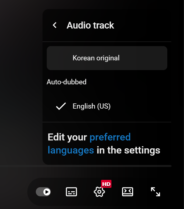 NikTek's tweet photo. YouTube auto-dub feature is probably the worst AI implementation on this platform I've ever seen.

I have skipped a ton of videos because I thought the creator was using some cheap AI voice-over.

Turns out, most of the time the AI detected that the original track is of another language and translated it to English, in this case here it says that the original track is Korean (when in fact it was English) and it just turned on auto-dub for the viewer automatically.

If you're a YouTube creator I strongly suggest you take a look at auto-dub on your videos because you might be loosing viewers if the AI thinks that your original track is another language.