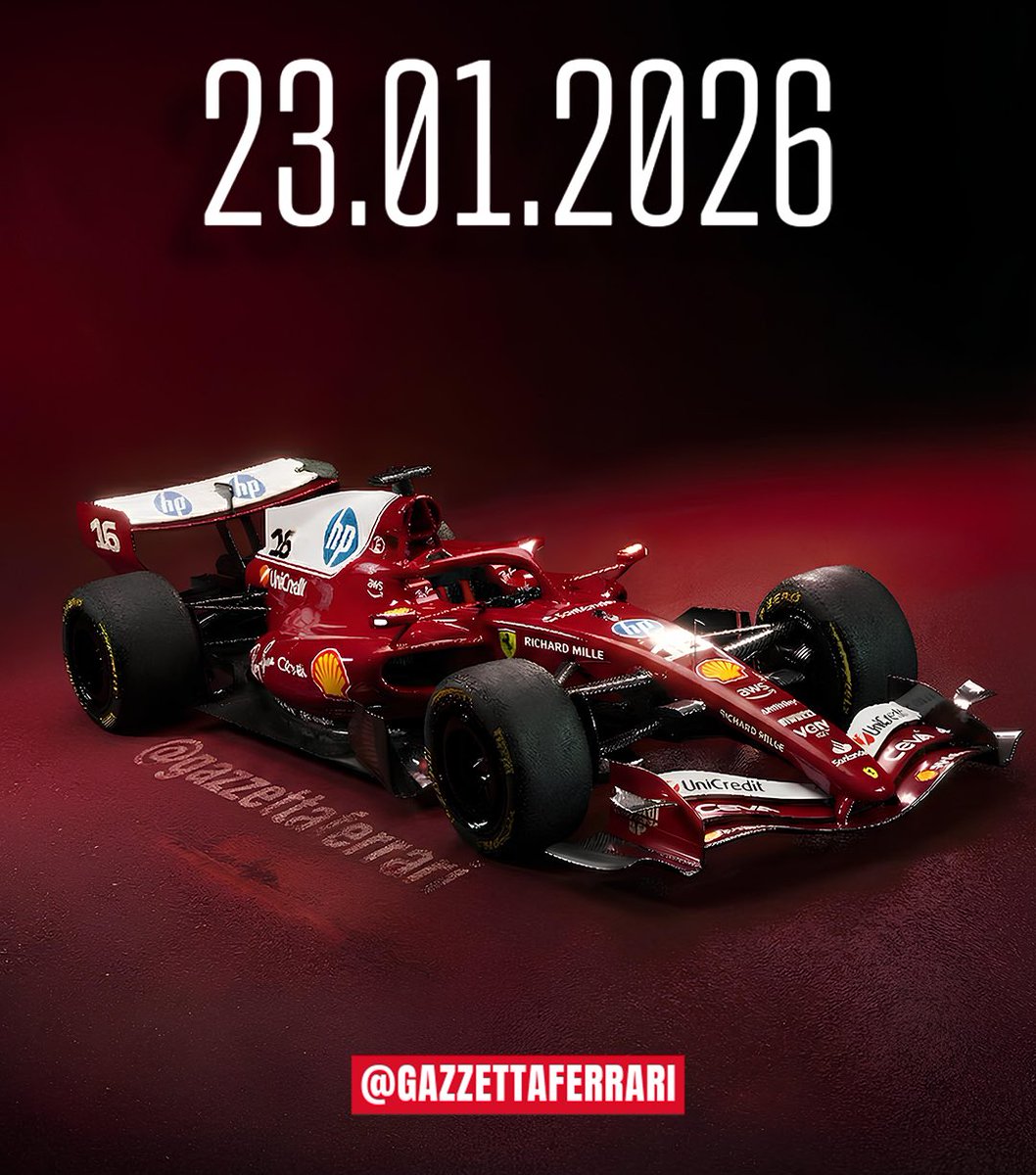 GazzettaFerrari's tweet image. 🚨 | OFFICIAL!

THE 2026 CAR WILL BE LAUNCHED ON JANUARY 23 IN MARANELLO.