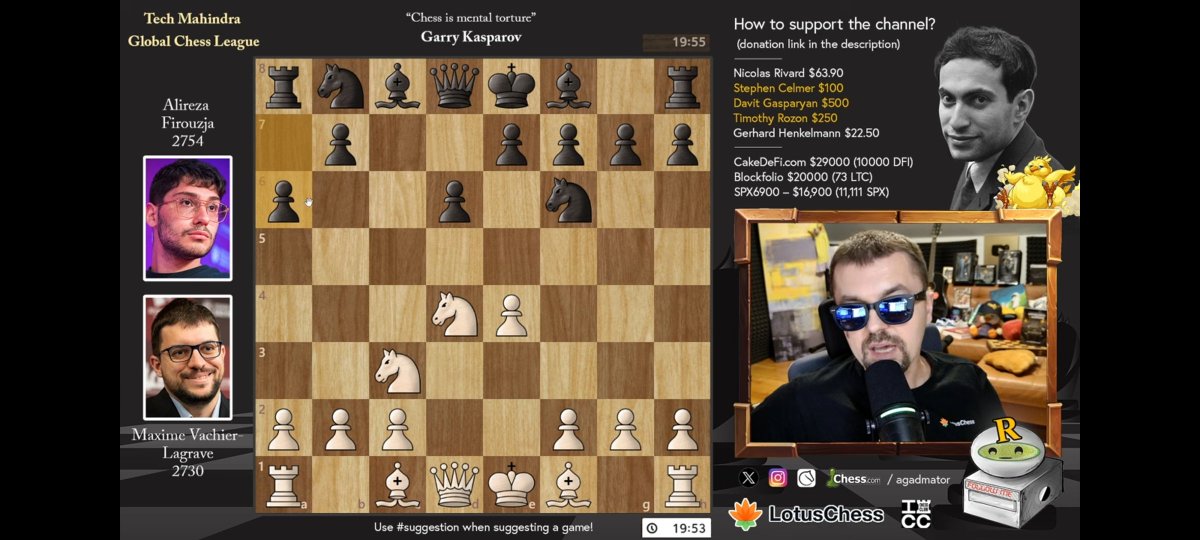 BehrouzKhezry's tweet photo. While watching Alireza vs. MVL, @agadmator mentioned that 'any move is possible' in this variation and position. So, I played Bf4, only to immediately regret it when I saw ...e5! lesson learned: don't try this move in a bar or a library. https://t.co/151Z0ef0DJ