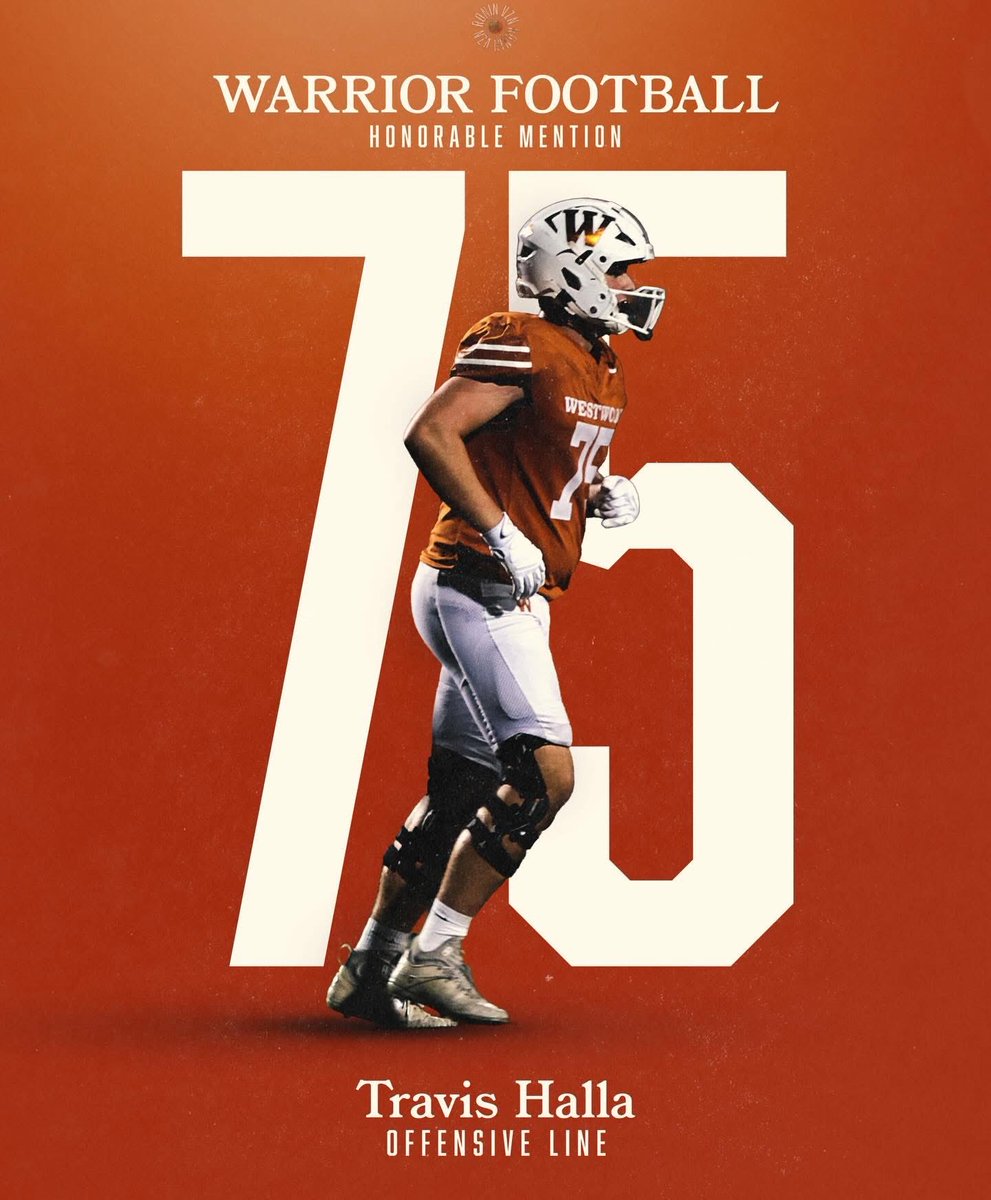 TravisHalla's tweet image. Blessed to earn All-Conference District 25-6A Honorable Mention.
Couldn’t do this without my coaches and teammates pushing me every day.
More to prove.

@WWHSWarrior
@RecruitsCenTex 
@CoachWard2 
@rolandogarzajr 
@CoachNesrsta
@GRIT_FIT_
@SacrificeINC
@Nicholson512