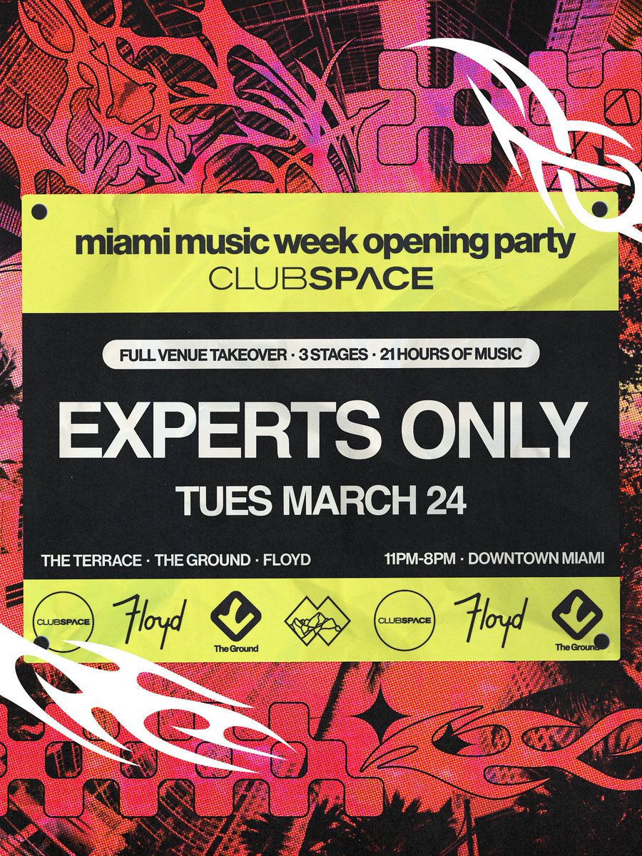 Miami Music Week loading..

For the first time ever, Experts Only takes over ALL of Club Space with 3 stages &amp; 21 hours of nonstop music 🛸👾

TIX ON SALE NOW
expertsonly.lnk.to/eommwspace