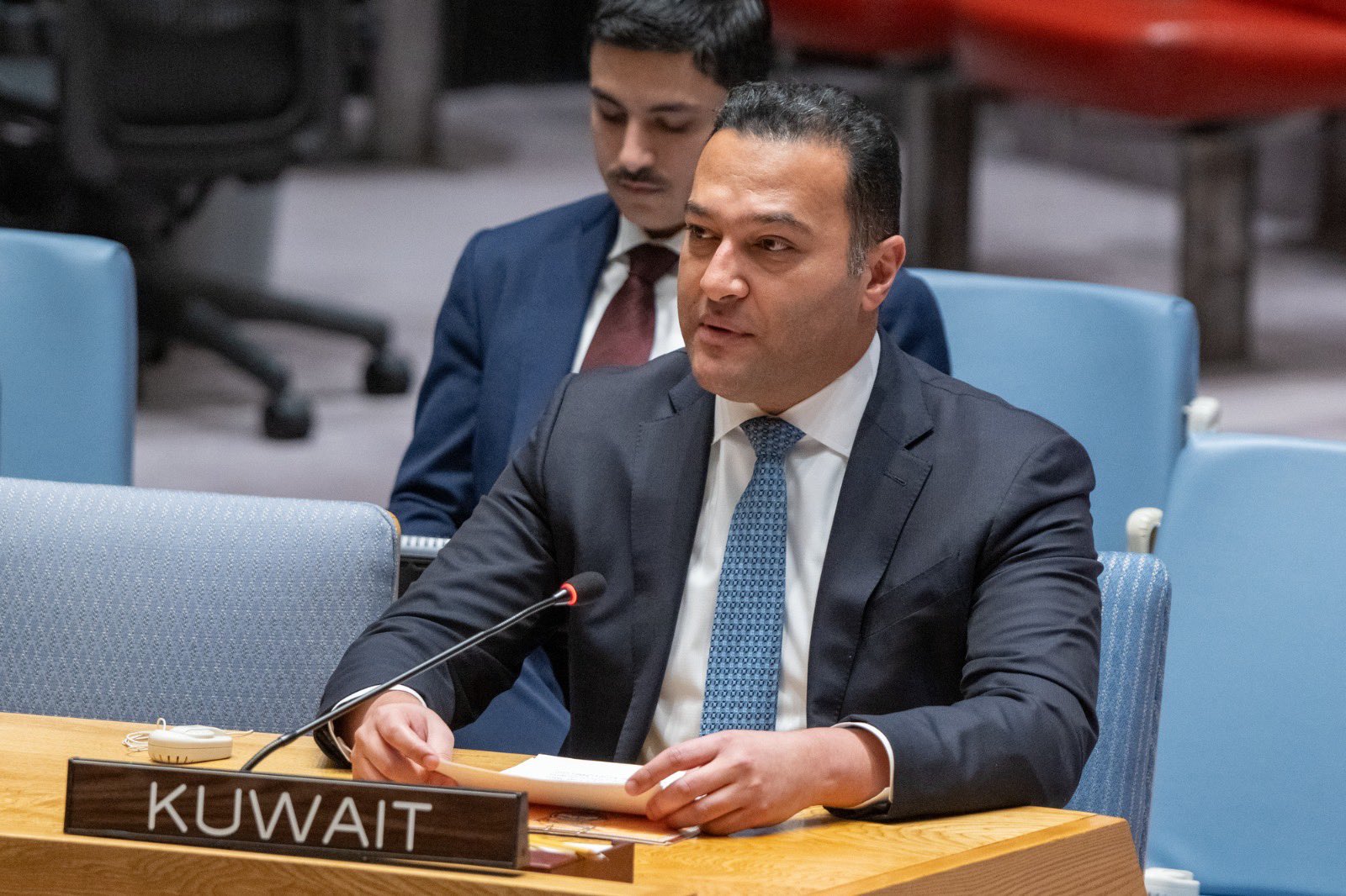 المجموعة العربية لدى الأمم المتحدة تشدد على أن سيادة سوريا وأمنها واستقرارها ركائز أساسية من ركائز استقرار وأمن المنطقة - في كلمة ألقاها القائم بالأعمال بالإنابة لوفد دولة الكويت الدائم لدى الأمم المتحدة الوزير المفوض فيصل العنزي بالنيابة عن المجموعة أمام جلسة لمجلس الأمن الدولي حول الأوضاع في سوريا 