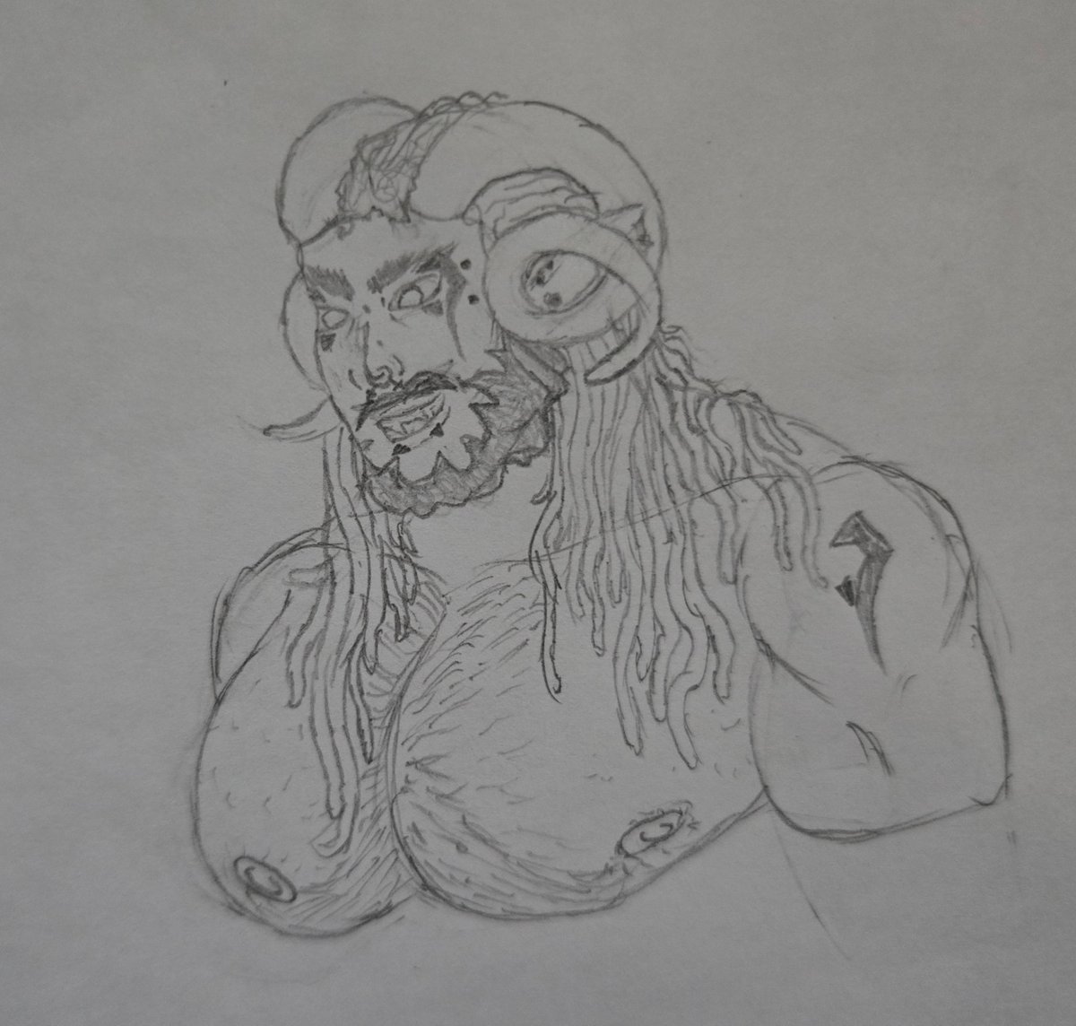 Some sketches of Marian's boyfriend, Yetzerhara! ❤️

#bara #baraartist #oc #demon #traditional