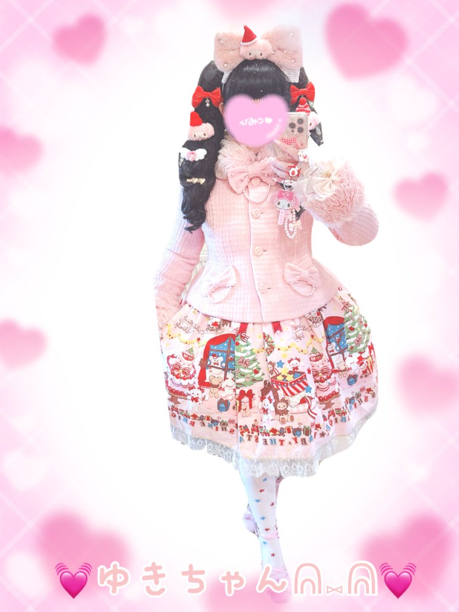 新品くみゃちゃんの Doki★Doki Christmas Party柄スカート くみゃちゃんの Doki☆Doki Christmas Party柄スカート くみゃちゃんの