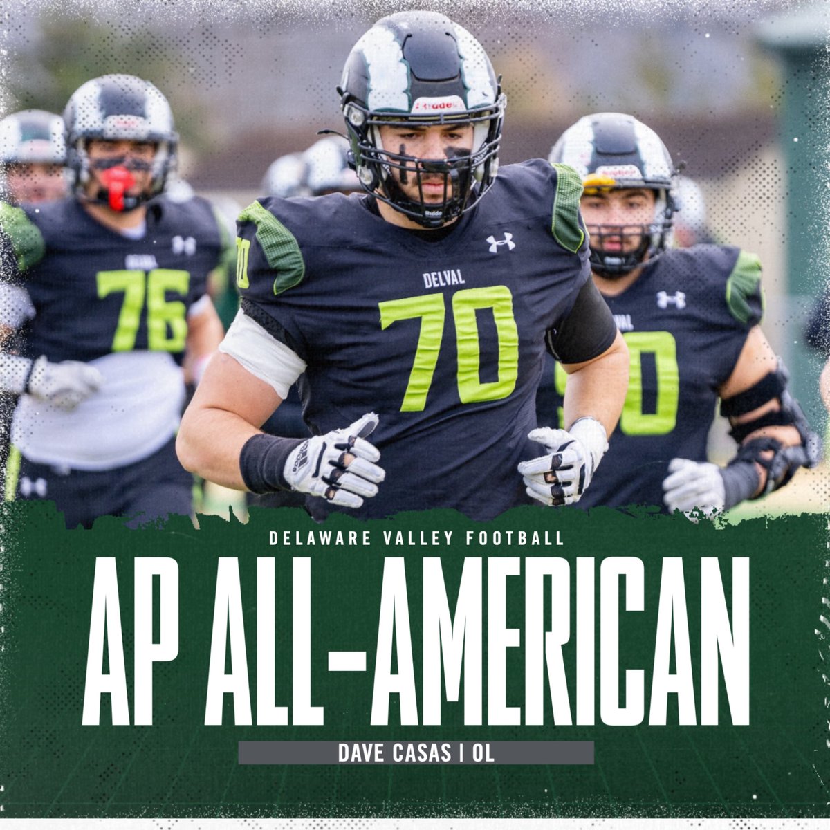 DVUfootball's tweet photo. Congratulations to senior Offensive Lineman Dave Casas on being named AP All-American Second Team!
#DelValFootball #Family https://t.co/qUo7JvxWgA
