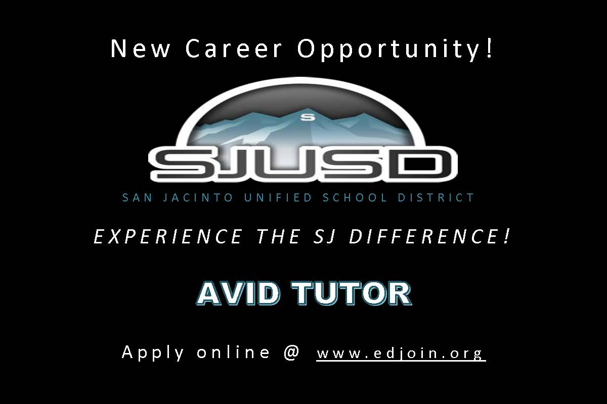 SJUSD IS SEEKING AN AVID Tutor, Monte Vista Middle 
APPLY ONLINE!
edjoin.org/Home/JobPostin… #EDJOIN #GetAJob