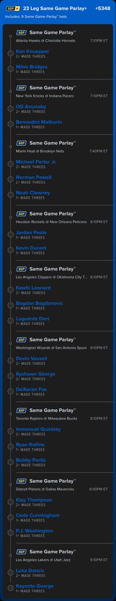 Ayeemike3's tweet photo. Check out my bet on FanDuel Sportsbook!
https://t.co/EXCAI007xo

3pt lotto with safe bets to cover there 3’s 
🎰🎰🎰tail responsibly  #BAMGR #nba #fanduel #DraftKings https://t.co/YSSu5RvnWj