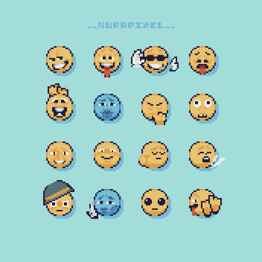 A bunch of Pixel emojis