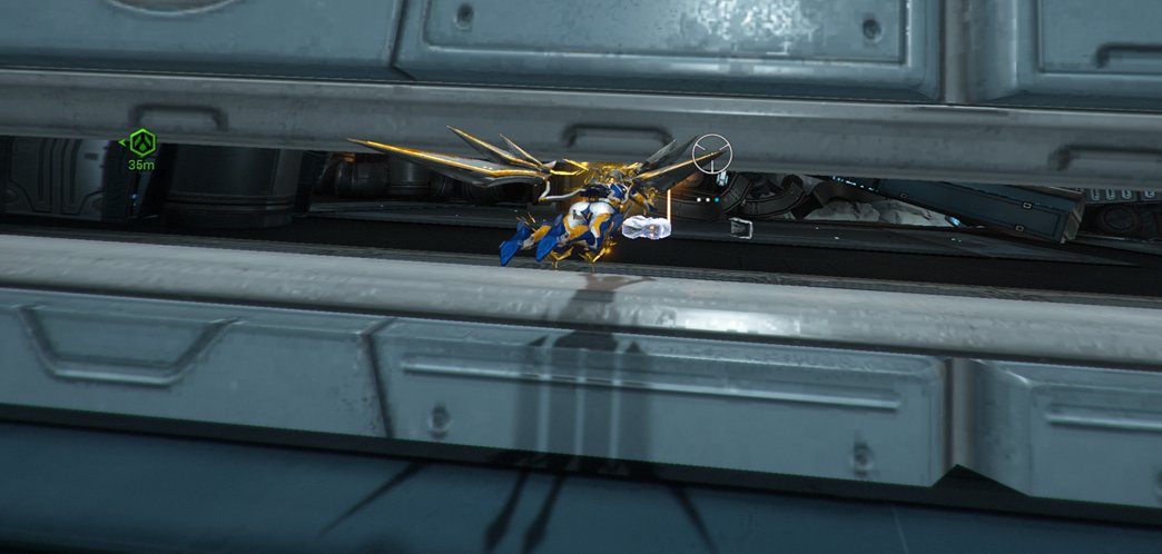 Apparentthreat's tweet photo. Whoever at @PlayWarframe made it so Titania cannot fit through this elevator door deserves 10 years of bad luck😒 #Warframe https://t.co/bxQBq74KhZ