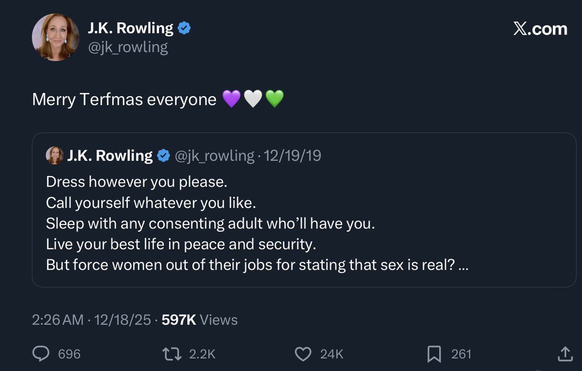 DreamLeaf5's tweet image. Even during Christmas she’s sitting alone in her moldy castle huffing sharpies and tweeting about trans people