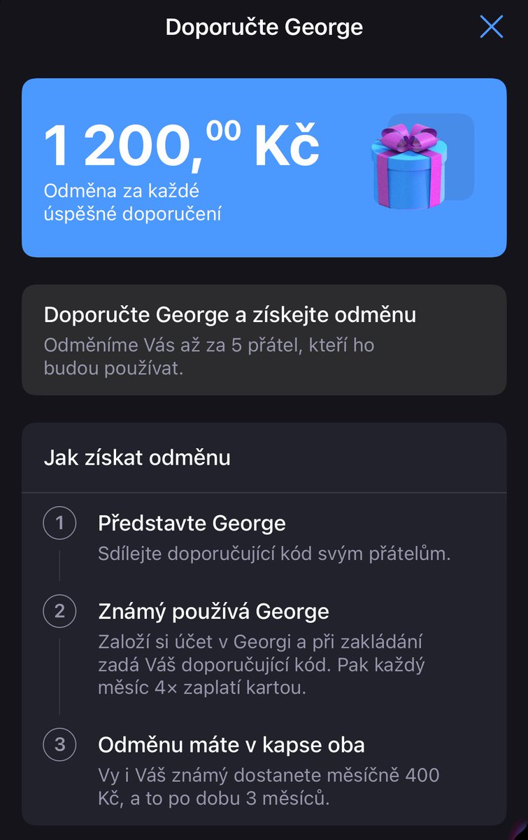kovarmichy's tweet photo. @Lundcz @JohnyMachette Zkuste ČS - George.. osobního bankéře máte vždy v appce k dispozici … navíc teď s bonusem, mám pozvánku pro 5 lidí, kteří dostanou 1200 Kč bonus, tak můžete využít 😎 
Kód: 27R4XWE https://t.co/f0I4XGcwh7