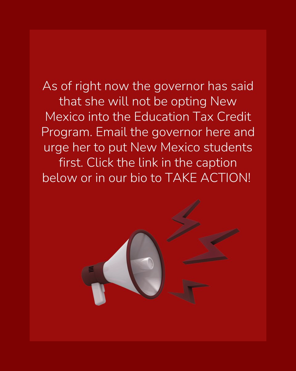 Tell Governor Michelle Lujan Grisham to put New Mexico kids first!! 👪 

🚨 Take Action Here:🚨 
campaigns.civiclick.com/96ea1e56-8128-…

#schoolchoice #newmexico