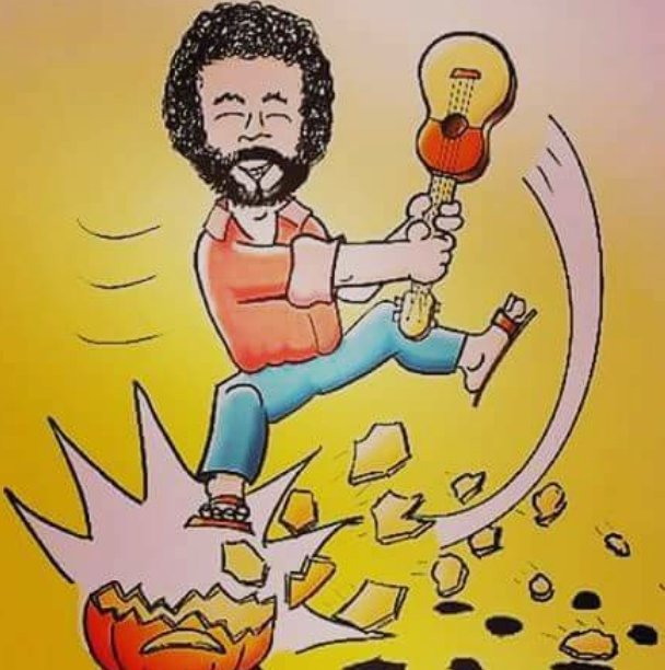 -Epa Ruperto, cómo sigue ese peo allá abajo?
*Bueno fíjate; El Tío Sam; quiere guerra porque dice que Venezuela es de él, "Superman"; como siempre bailando, y la "Mujer Maravilla"; de nobel de paz azuzando al gringo.
- Ajá y el pueblo?
*Como siempre Alí, pelando bola. 
*COOÑO!