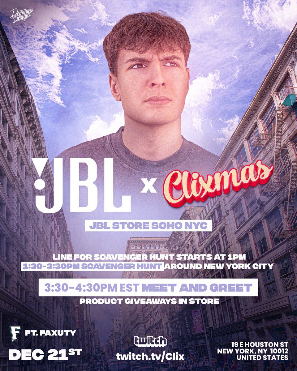 Clix's tweet image. THIS SUNDAY, BE THERE.

GIVING AWAY 3 PCS &amp;amp; 200 JBL PRODUCTS 🏙️