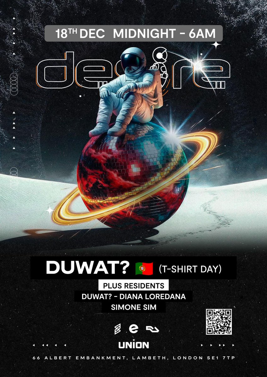 JOIN the Desire London elves as they kickstart your House n' Techno festive after hours shenanigans! Love, Team Union X