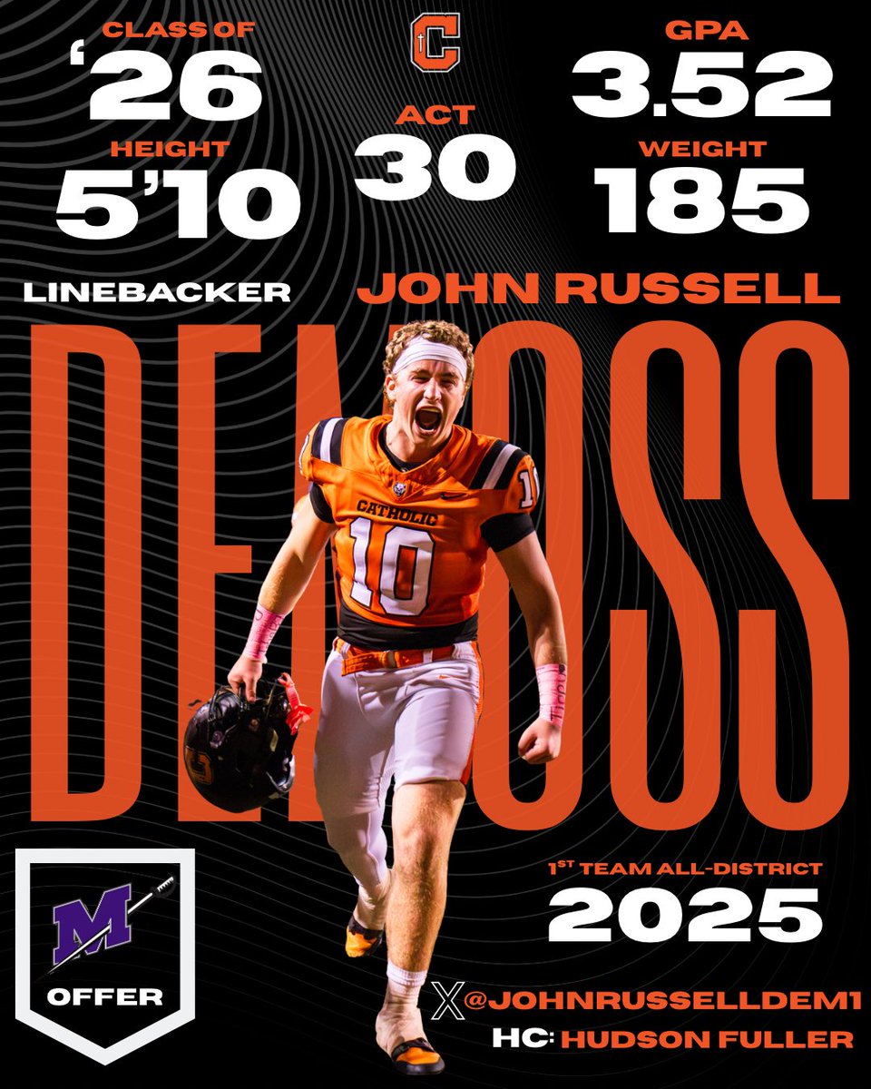 CurDogFootball's tweet photo. 2026 LB John Russell Demoss 

Full Senior Season Highlights: https://t.co/oKRN7hjzoo 

#GeauxBears  | .@JohnRussellDeM1 https://t.co/YV0CfKWM7m