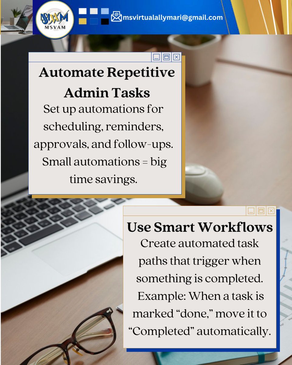 Basco_Marilyn13's tweet image. Automation benefits all, not just big businesses. Small automations, such as reminders and workflows, save time and reduce manual tasks. Consider offline systems for your next upgrade! #VASystems #VirtualAssistantSupport 

#AutomationTips #MSVAM #WorkflowAutomation