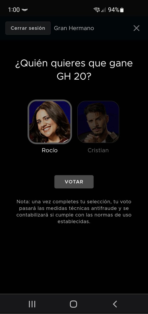 Último voto rocio ganadora 
#GHFinal
