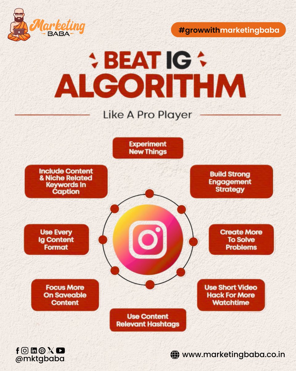 mktgbaba's tweet image. Cracking the best Instagram Algorithm.
Consistency, content, and creativity — that’s the real game.

@mktgbaba
marketingbaba.co.in

#InstagramAlgorithm #IGGrowth #SocialMediaTips #MarketingBaba #DigitalMarketingIndia #ReelsStrategy #ContentMarketing #InstagramTips
