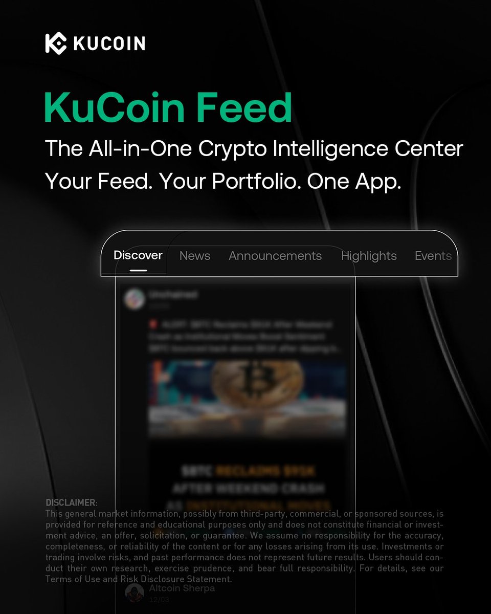 Say goodbye to endless searching and information chaos. 👋 KuCoin Feed  curates the most vital crypto data into one streamlined center, helping you  make smarter, faster decisions without the noise. Check the