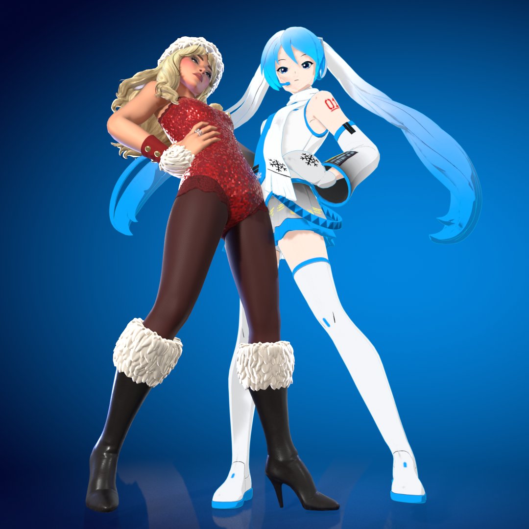 Two legends can exist. Santa-brina and Snow Miku 💋❄️