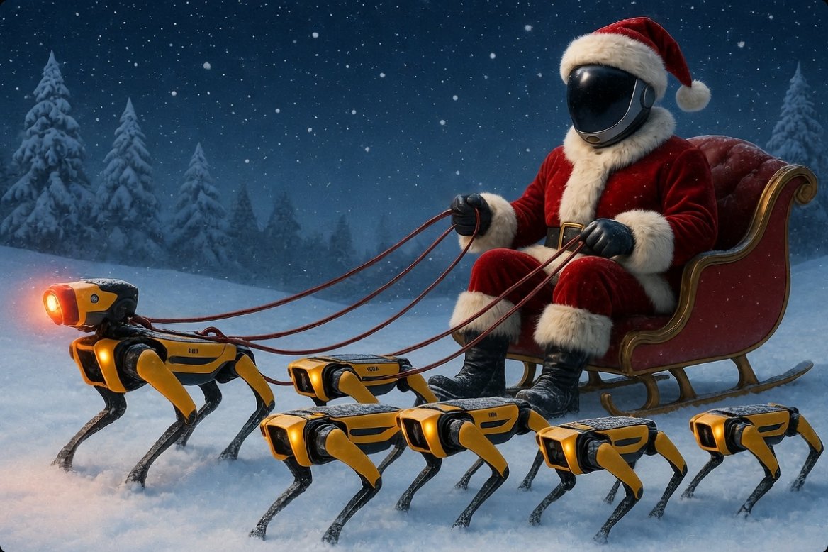 adapt2030's tweet image. 12 robot dogs in place of the reindeer with a cyborg santa in santa suit rumble.com/v737by6-civili…  #liveradio #livepodcast