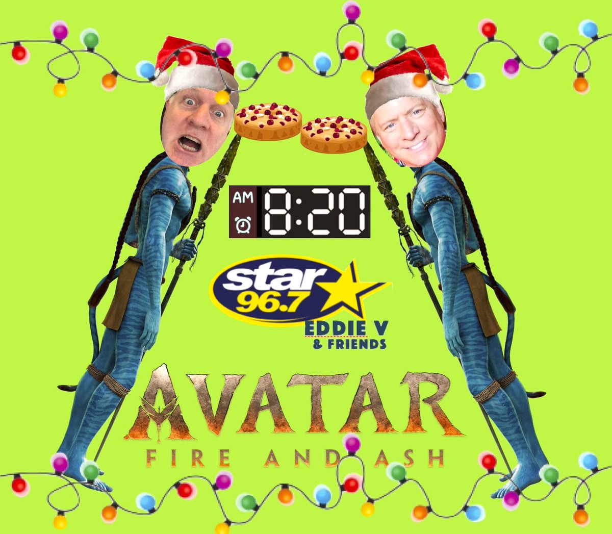 FRUITCAKE EXCHANGE! Appearing on <a href="/EddieVolkman/">Eddie Volkman</a> &amp; FRIENDS on FRI DEC 19 on STAR 96.7 at 8:20a (online Star967.net)            

Reviewing #AvatarFireAndAshTH  (#InTheaters 12/19)

<a href="/LorraineEvanoff/">Lorraine Evanoff</a> <a href="/KICKSEAT/">Ian Simmons</a> <a href="/frankschicago/">Frank’s Chicago</a> <a href="/hannahbonair/">Hannah B</a> #BlueChristmas