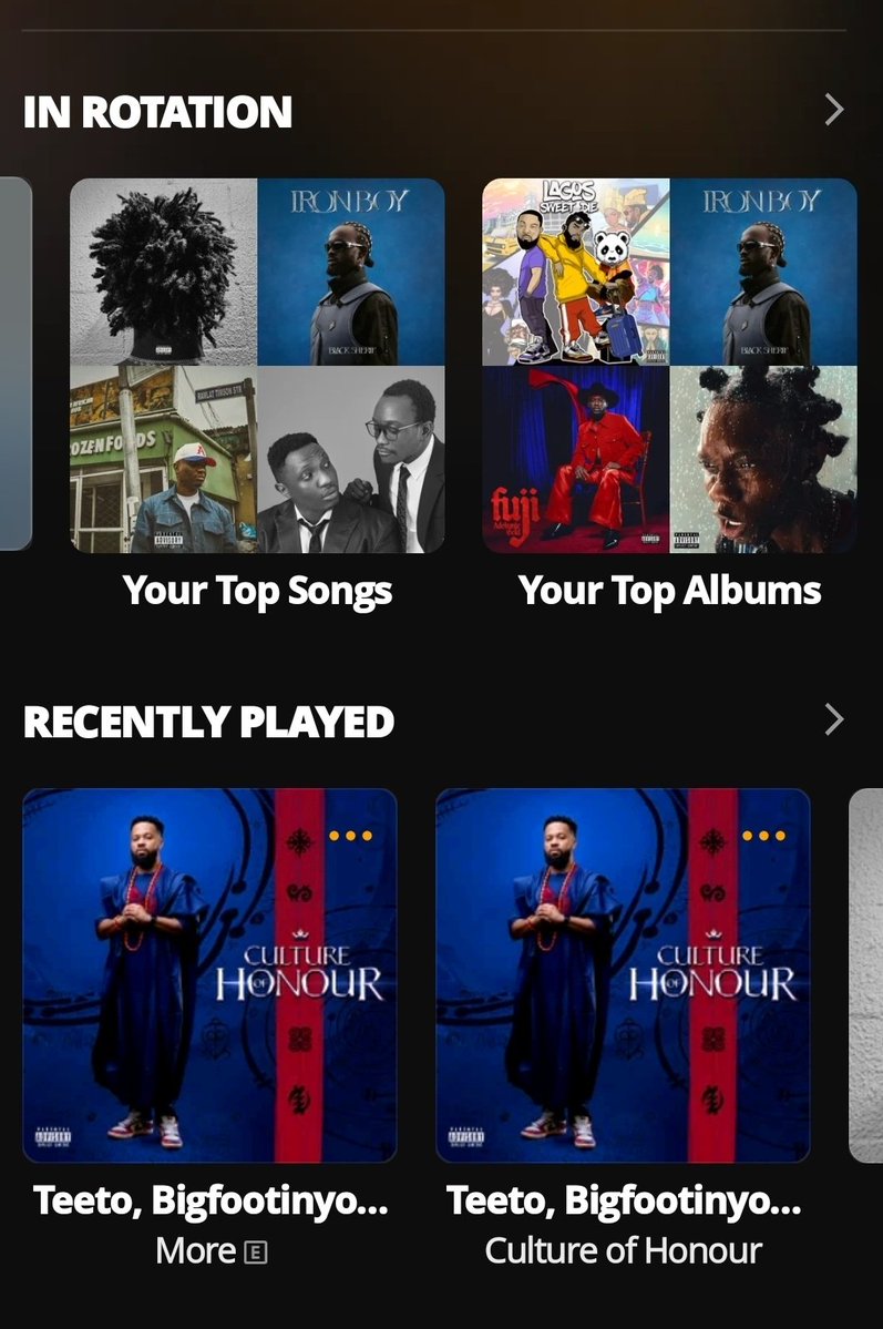 dpekunater's tweet image. #Audiomack 2025 #Inrotation
Top Album, Top Songs @audiomack
Thank you Kings @thisisAQ ,@TeetoCeemos @BlaqBonez Brymo @adekunleGOLD 💯🤴🏿