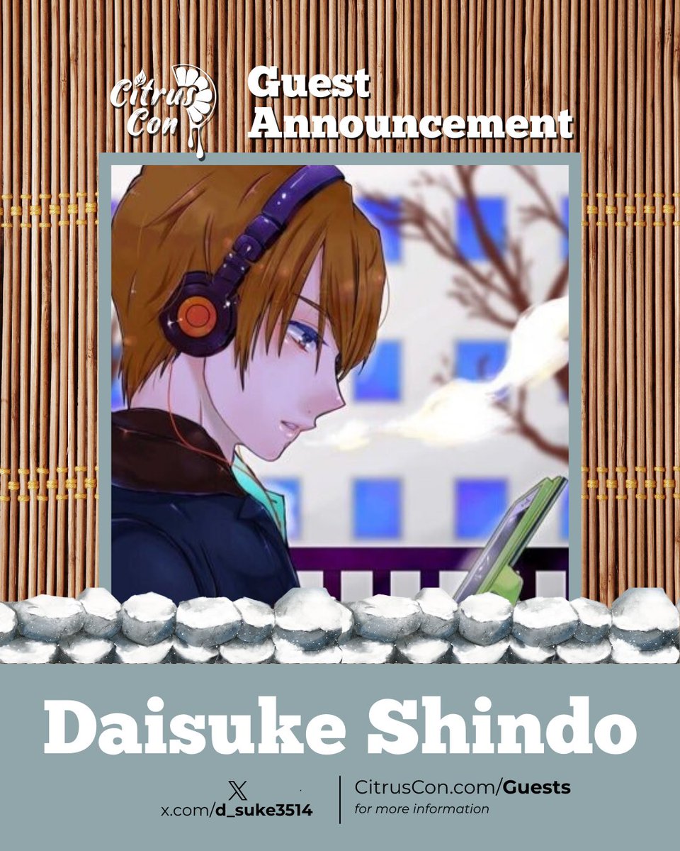 CitrusCon's tweet photo. We're so excited to welcome VA @d_suke3514 as a guest for #CitrusCon2026! His panel will be brought to us by @garumaniax_BL, for more info please check out https://t.co/XTjkI1CtLw https://t.co/1mbPRLfZ7X