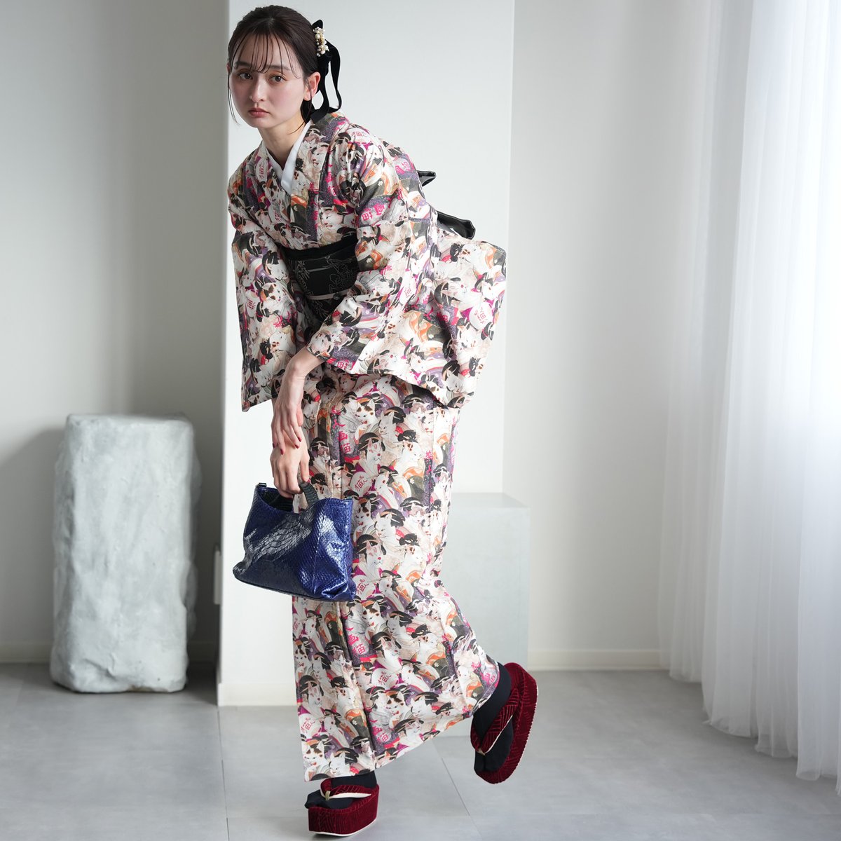 新作情報📣 2025AW ニコアンティーク単衣着物👘 日本髪を綺麗に整えた