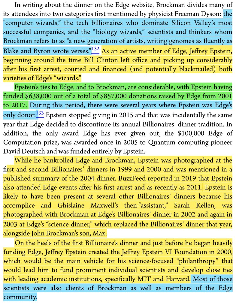 toxictiramisu's tweet image. Jeffrey Epstein's entry into Silicon Valley was Edge Group, founded by Pentagon-linked John Brockman. As its main financier, he infiltrated Google/ Microsoft/Tesla/Amazon while cultivating elite scientists. This advanced his eugenics agenda &amp;amp; use Edge as a blackmail/influence op.