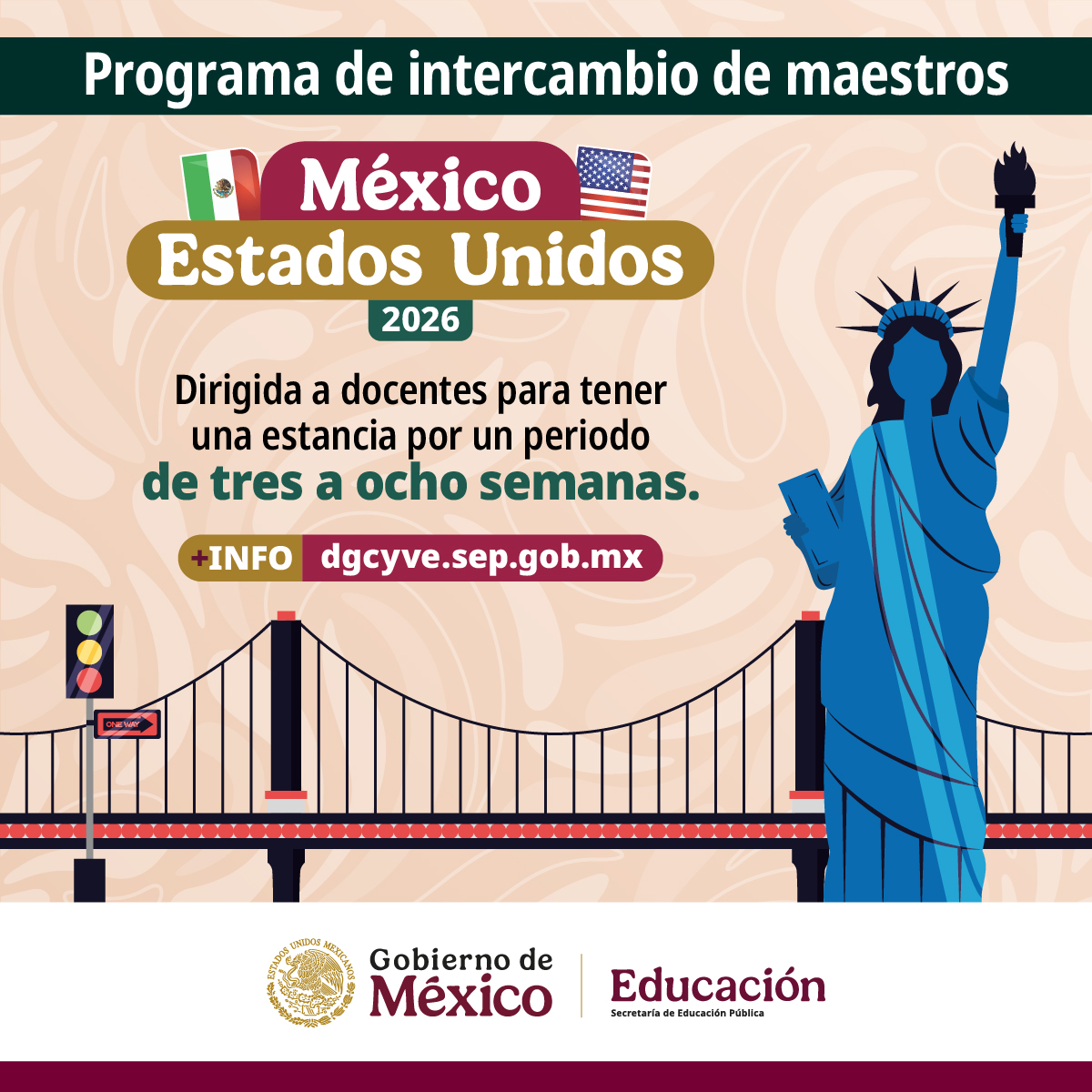 SEP_mx's tweet photo. 🔔 Atención, maestra y maestro frente a grupo: Ya puedes participar en el Programa de Intercambio México-Estados Unidos 2026. 👩🏻‍🏫👨🏻‍🏫

Más información en: 👉🏼 https://t.co/OMixyteMWo

Esta es tu oportunidad para impartir clases en comunidades mexicanas en el extranjero. 🇲🇽🇺🇸 https://t.co/CsdudvQyNp