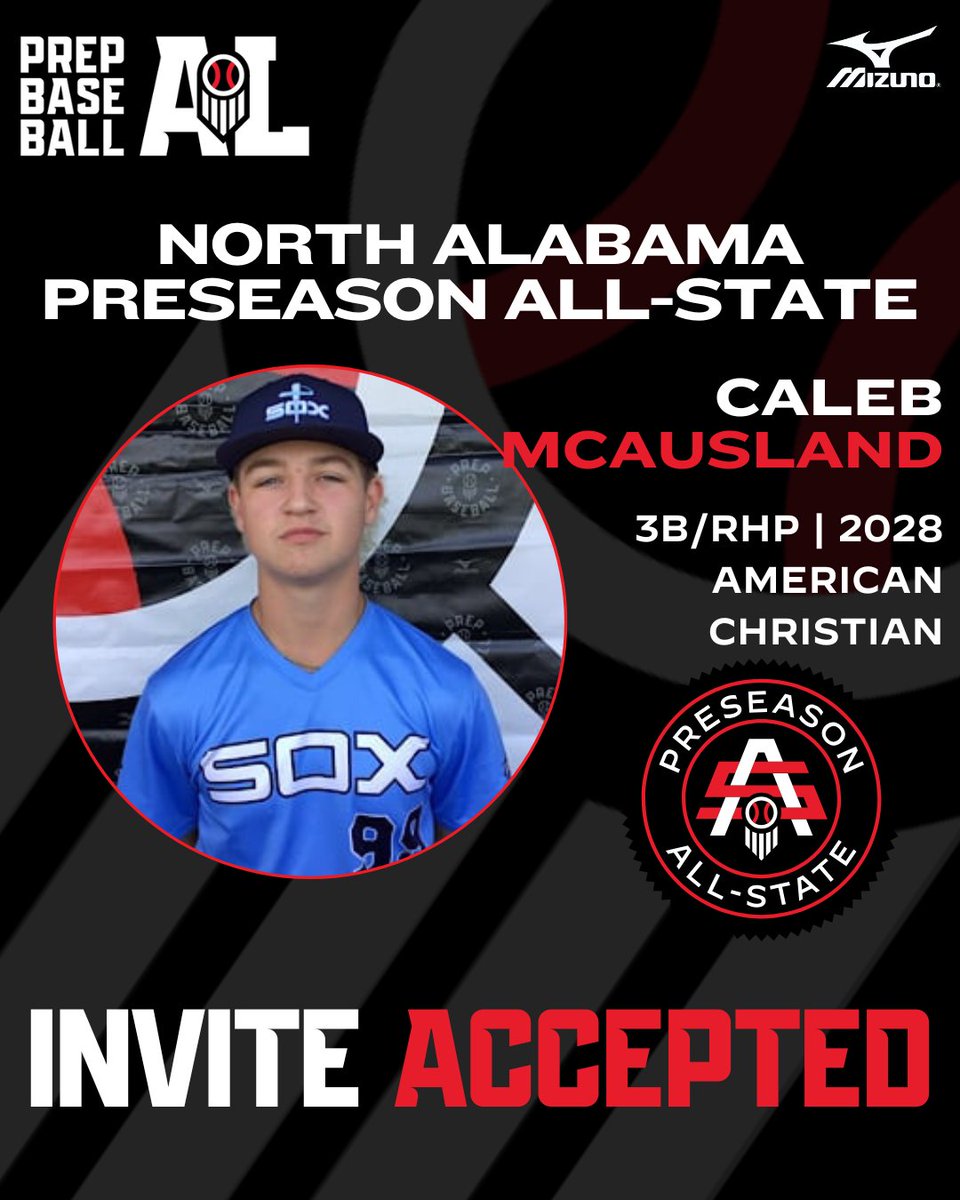 PrepBaseballAL's tweet photo. #𝐍𝐀𝐋𝐏𝐀𝐒𝟐𝟔: 𝐈𝐧𝐯𝐢𝐭𝐞 𝐀𝐜𝐜𝐞𝐩𝐭𝐞𝐝 🔐

Locked in for the 2026 North AL Preseason All-State on January 17th at Hartselle High School Indoor. ⤵️

✅ @BenRoberts_1
✅ @MemphisCrutcher
✅ @RyanNichols711
✅ @Caleb_McAusland

Claim your invite to the top preseason event of the year. 👍

🔗: https://t.co/5wGyyjZiPT