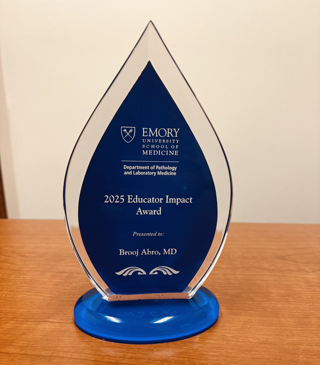 BroojAbro's tweet photo. I’m deeply grateful to receive the 2025 Educator Impact Award! The nominations and words of support were truly humbling. 

Education and mentoring are at the heart of what I love most about academic medicine. Teaching, mentoring, and helping others grow and find their own path is incredibly fulfilling 😊

Thank you to everyone who makes this journey so rewarding!
@EmoryPathology